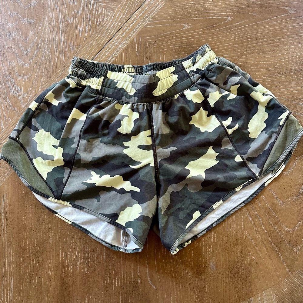 lululemon athletica Camouflage Athletic Shorts - Green and Tan